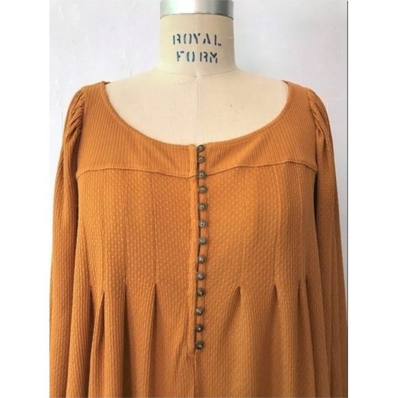 FREE PEOPLE GINGER DEVIN AUTUMN PEARL BISHOP SLEEVE HENLEY KNIT TOP XS NWT - Picture 9 of 14